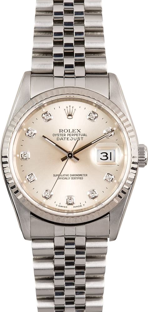 rolex 16234 silver dial|rolex 16233 diamond bezel.